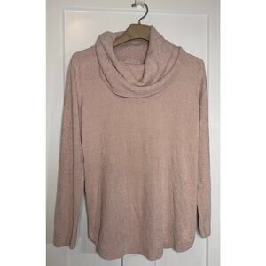 Barefoot Dreams Cozy Chic Ultra Lite Tunic Womens MEDIUM Pink Cowl Neck Pullover